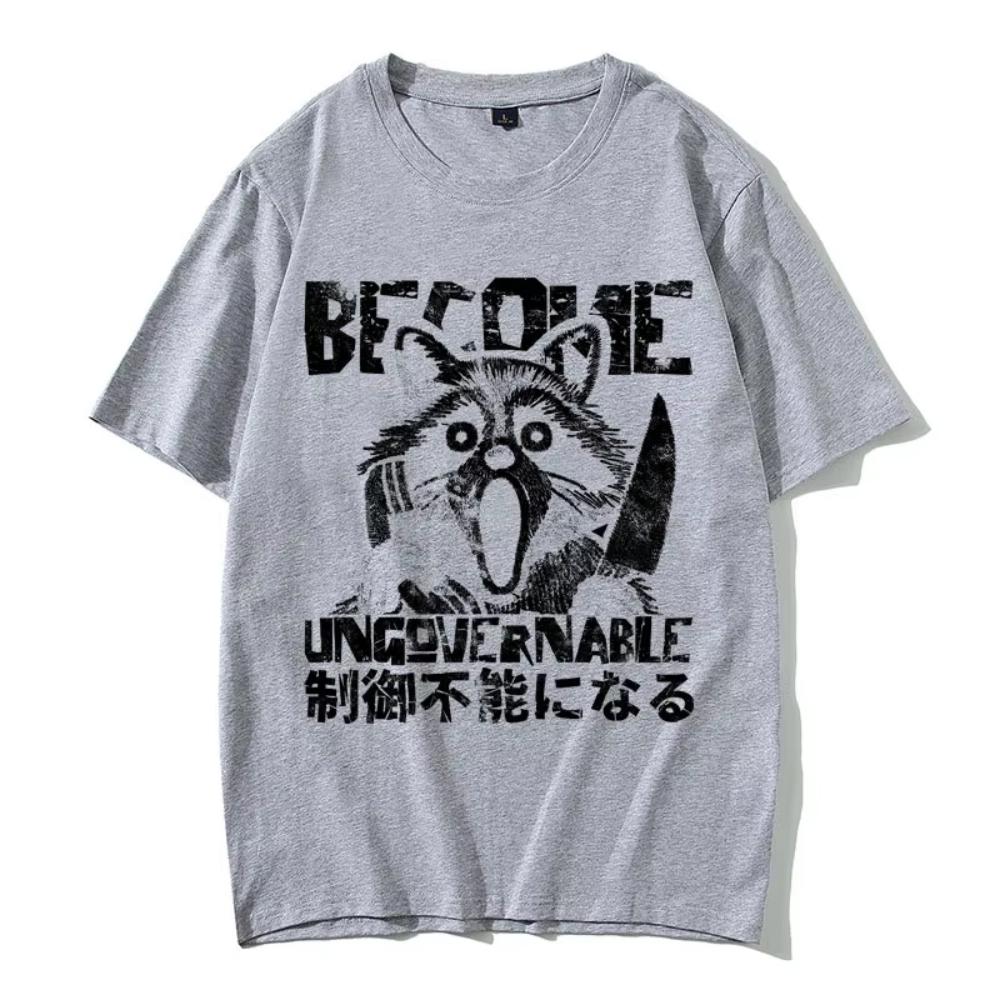 

Станьте Неуправляемыми Графические футболки Забавный Японский Стиль Удивленный Енот Мем Футболка Мужчины Женщины Хлопок Высокое Качество Футболка Топы 4XL