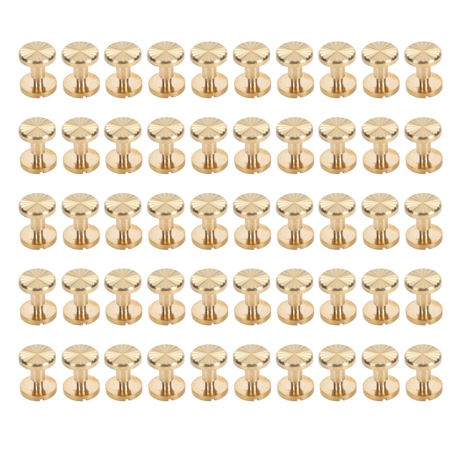 

50 шт. заклепок для переплета, 50 шт. винтов с плоской головкой и прорезью, латунных декоративных винтовых заклепок для 8x6mm