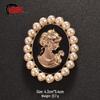 Retro European & American Pearl Brooch: Exaggerated Women's Portrait Pin for Sweaters & Coats