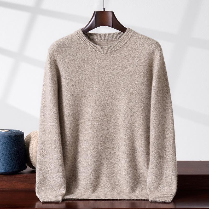 Men s Thickened Cashmere Sweater: Seven-needle, Double-strand, Marled Knit, Round Neck, Loose Fit, Plus Size, Autumn/Winter Style. L