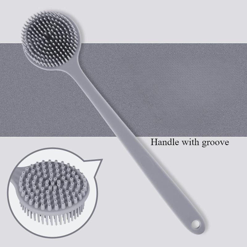 Rückenschrubber für die Dusche, weiche Bade- und Körperbürste aus Silikon mit langem Griff
