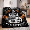 Coperta Plaid in Flanella Chitarra Rock N Roll, Biancheria da Letto con Strumenti Musicali Vivaci, Accogliente Regalo per Viaggio e Campeggio