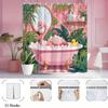 Pink Flamingo Bathtub Shower Curtain Machine Washable All Season Waterproof Privacy Protection Tropical Design Cute Quick Setup