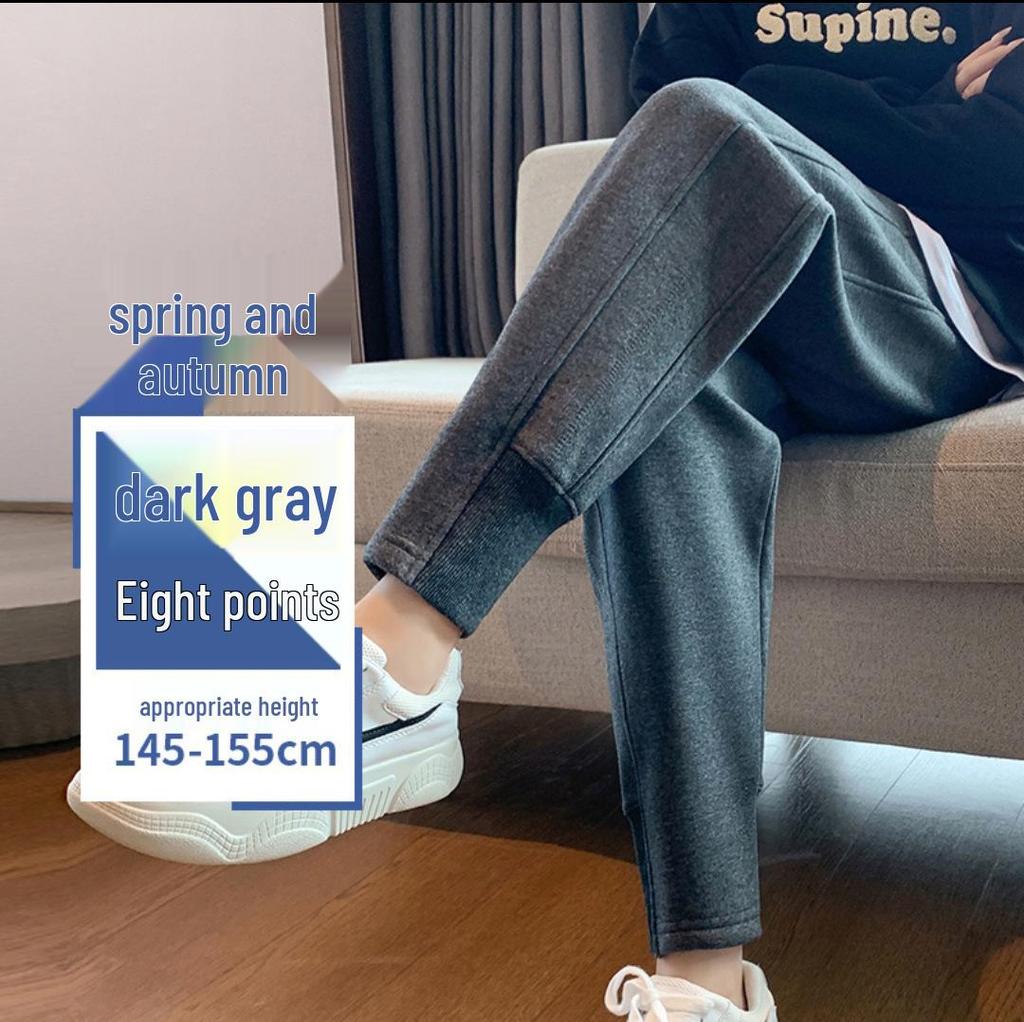 Women's High-Waisted Cotton Blend Harem Sweatpants - Spring 2025 Style, Thin, Casual, Age-Reducing, Nine-Tenths Length, Cuffed.