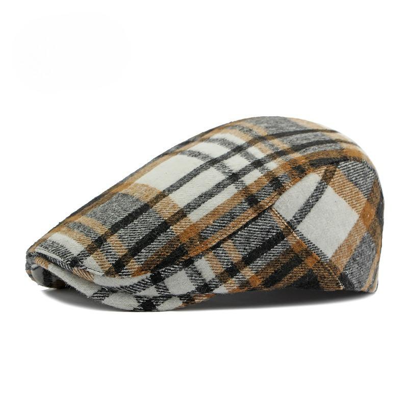 British Retro Plaid Beret for Men Women Autumn Newsboy Cap Vintage Flat Cap Fashion Casual Painter Peaked Hat Unisex Cabbie Cap