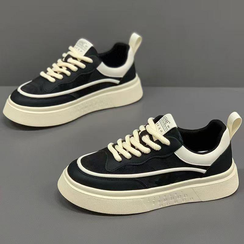 Summer 2025 Men's Breathable Sneakers, Versatile White Casual Sports Shoes with Thick Soles