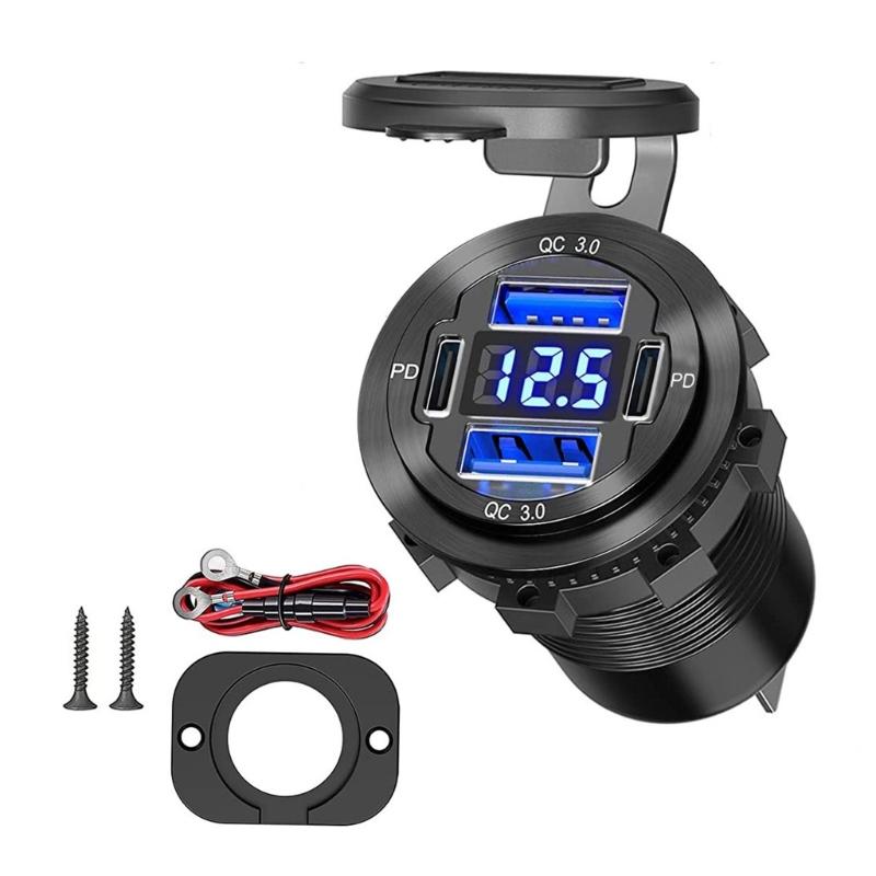 

4Port Car Charging Station with Double QC3.0 and Double PD30w Port, Aluminum Quick Charging Adapter for Multiple Devices 1