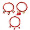 Love Heart Strawberry Cherry Pendant Beaded Bracelet With Multilayer Design For Women