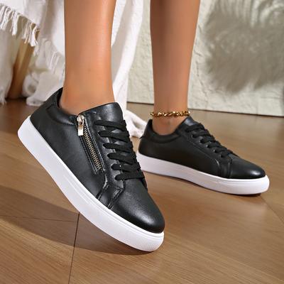 New Women Zipper Sneakers Casual Shoes High Quality Woman Flats Spring Autumn Low-top Loafers Girls White Shoes Ladies Shoes