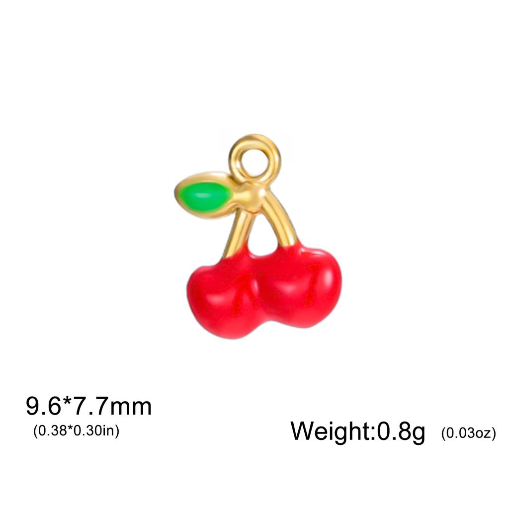 Teamer 5pcs/Lot Enamel Cherry Charms Pendant Stainless Steel For Necklace Bracelet Making Fashion Accessory Romantic Jewelry