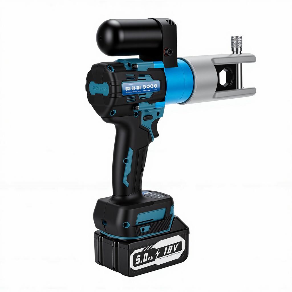 Electric Hydraulic Cable Crimping Tool Portable Wire Lug Crimper and Dies for Copper Aluminum Terminals Blue US Plug