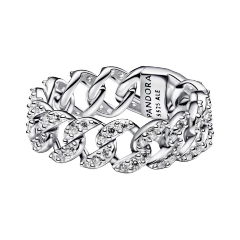 Pandora PAVÉ pavé Cuban chain shape 925 silver ring women s silver 193557C01