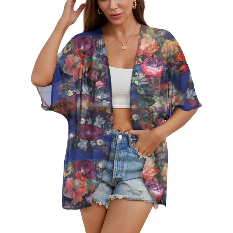 Chiffon Kimono Cardigan - Sun Protection Beach Cover-Up for Women