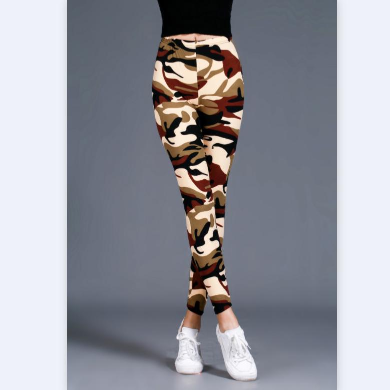 Women Camouflage Printing Yoga Leggings Girl Slim Cropped Trousers High Elasticity Skinny Casual Legging Pants