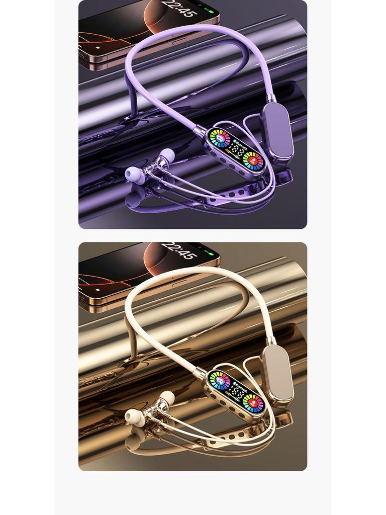 Long Battery Life Neck-Hanging Voice-Control Sports Bluetooth Headset with Song Recording and In-Ear Monitoring