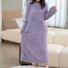 Coral Fleece Jacquard Pajamas Set Women Autumn Winter Fleece Thickened Warm Crew Neck Cable Knit Loungewear Wearable Outside