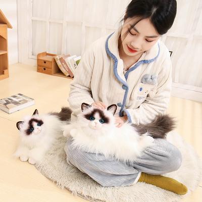 Poupée chaton de simulation mignonne jouet en peluche poupée de chiffon poupée chat enfants apaisant poupée de chiffon cadeau d'anniversaire pour fille