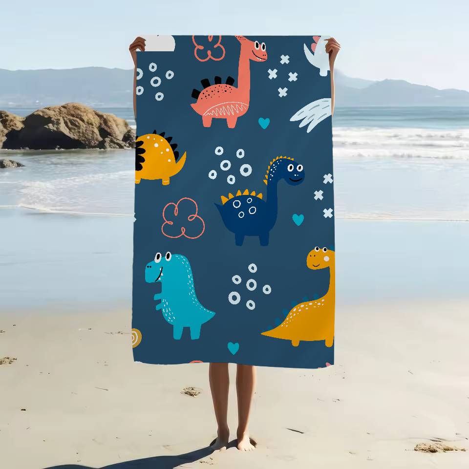 Cartoon Animal Dinosaur Print Cartoon Beach Towel Cute Kawaii Room Decor Bath Girls Children Hand Towels For Bathroom Shower
