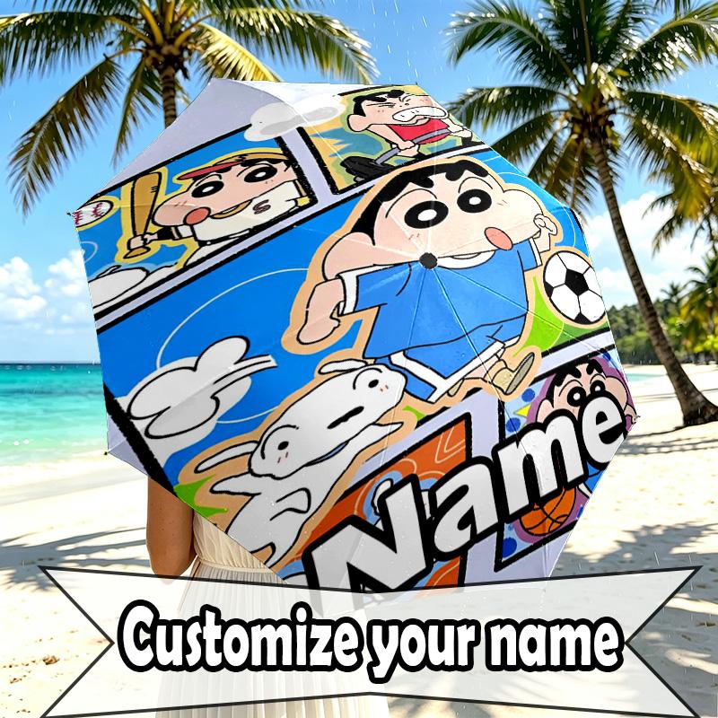 Custom Name Personalized Cartoon comics Print Umbrella, Auto Open Close, 8‑Rib Sturdy Frame, Commute Camping Hiking Use, Birthday Gift
