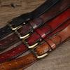 New Retro Fashion Personality Trend All-match Hollow First Layer Cowhide Pin Buckle Belt Men's Leather Jeans Belt