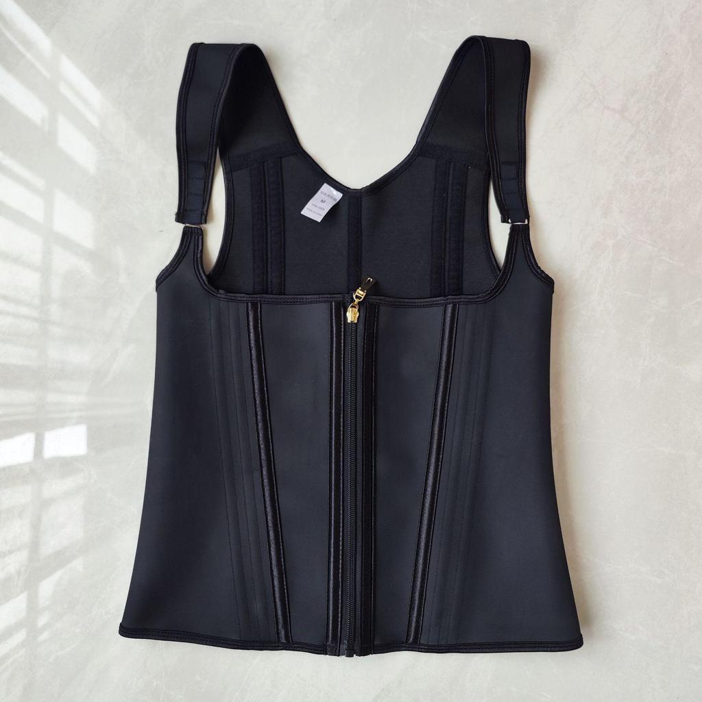 High Elastic Mesh Waistband Posture Corrector with 15 Bones and Zipper Hook Eye Closure – Tummy Control and Body Shaping Waist Cincher Vest