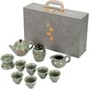 10-Head Ge Kiln Tea Set Kung Fu Ceramic Open Film Dehua Household Complete Teapot Gift Box Teacup Business Gifts