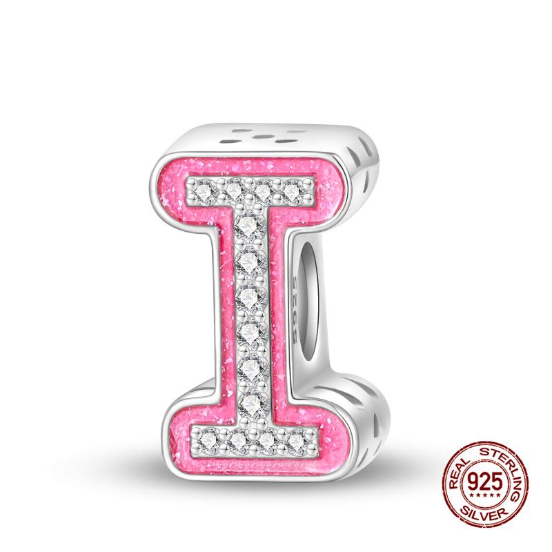 New In 26 Pink Pave A- Z Alphabet Beads Copper Love Letter Charm Fit Original 3Mm Charms Bracelet Bangle Fine Jewelry Gifts