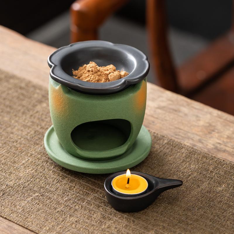Y Ceramic Fire Insulation Incense Burner Sandalwood Power Wax Burner Green Candle Essential Oil Aromatherapy Lamp Wax Melt Stove