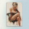 [Vintage-Style Wall Art] Vintage-Style Aluminum Wall Art Sign - 1pc  Elegant Lady Painting Metal Tin  Wall Hanging Decor