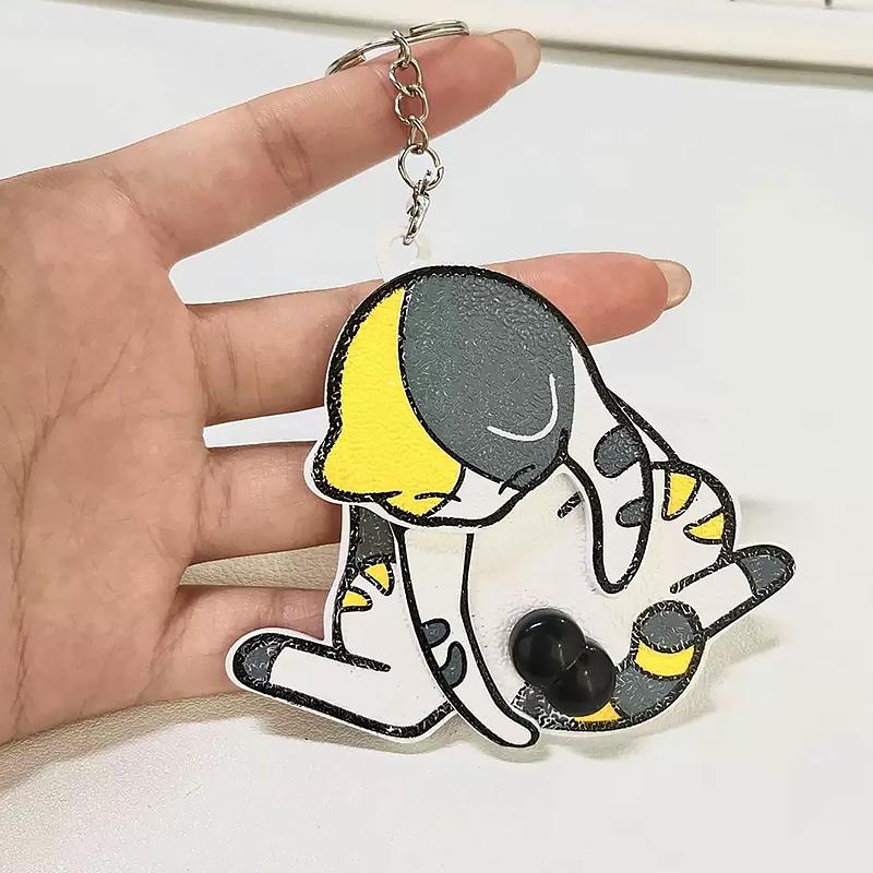 Explosive creative mischief cat rotatable keychain backpack pendant figurine gift toy