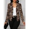 Damen S Eleganter Blazer Jacke mit Leopardenmuster und langen Ärmeln