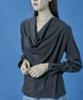 KOLEAT Drape Round Neck Loose Fit Shirred Sleeve Long Sleeve T-Shirt [3Colors] Blouse Ver. 602