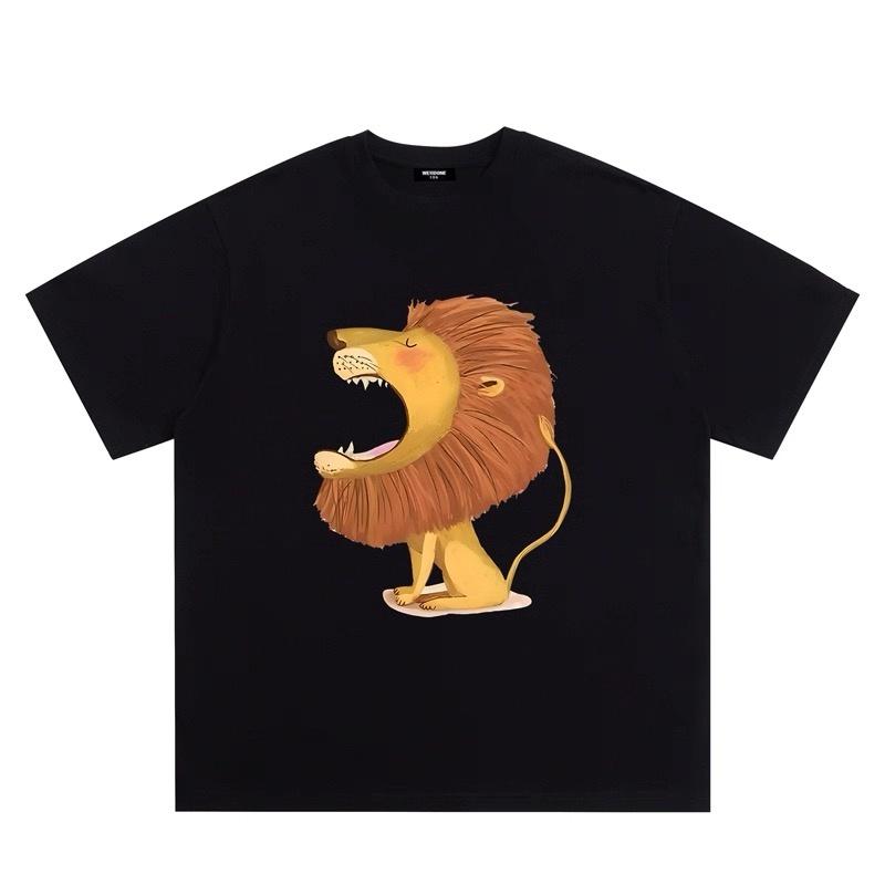 ZAZOMDE Cute Yawning Lion Cartoon Print TShirt Casual Soft Cotton Round Neck Short Sleeve Loose Oversized Summer Daily Wear Top