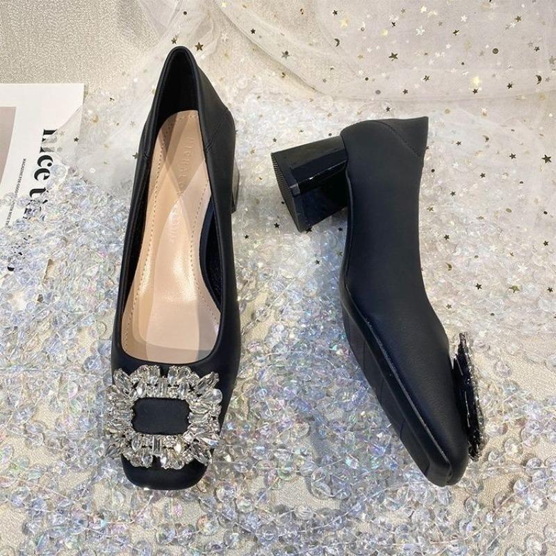 High-end Square Head Work Shoes, Black Single Shoes, Women's Spring New Models, Not Tired Feet, Professional Work Work Shoes