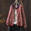 Johnature Women Vintage Striped Sweaters O-Neck Long Sleeve Knitted Soft Autumn Button Casual Female Sweaters