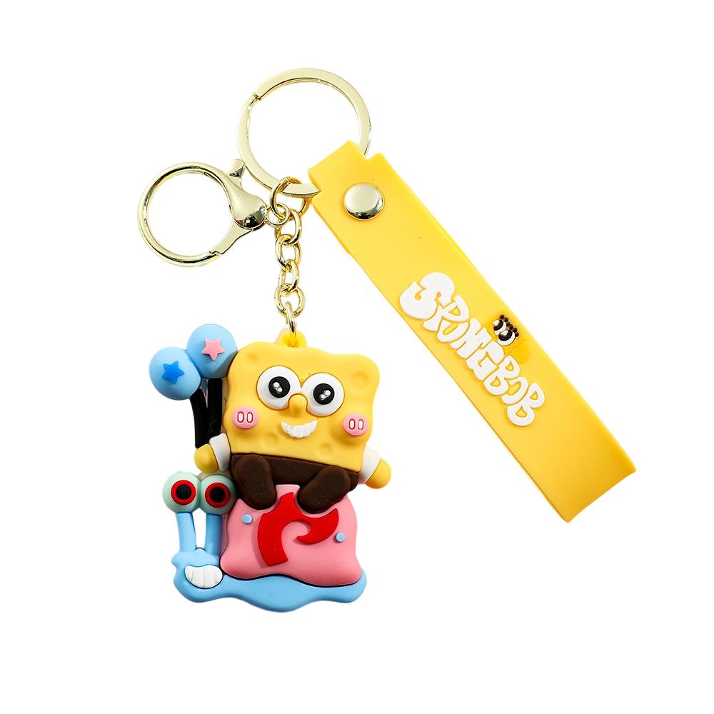 SpongeBob SquarePants Character Keychain Set - SpongeBob, Patrick, Squidward PVC Figures & Metal Rings, Bag Charm Christmas Gift