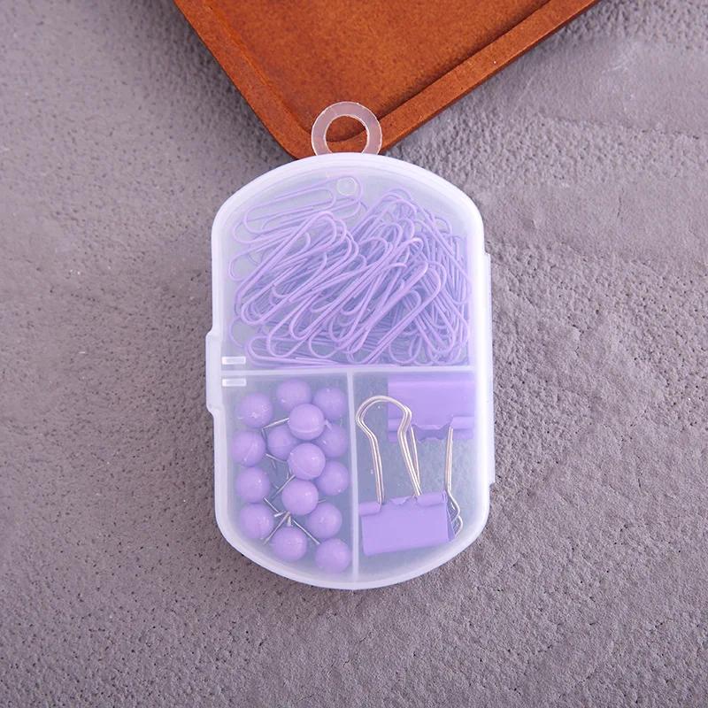 Colorful 3-in-1 Stationery Set - Cute Paper Clips, Binder Clips & Thumb Tacks Combo for School Office Accessories