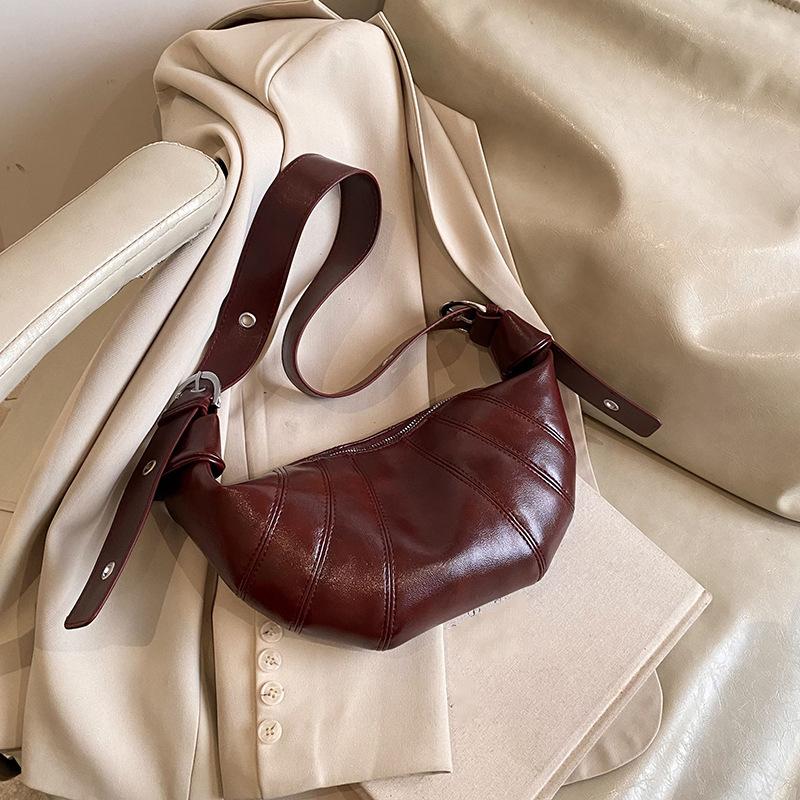 

Crescent Shoulder Bags For Women Winter New Crossbody Bag Soft PU Leather Large Capacity Shopper Tote Hobo Bag