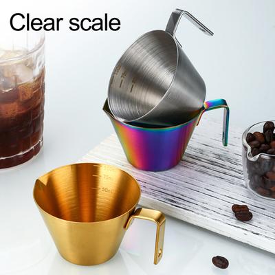 Stainless Steel Espresso Measuring Cup with Scale 100ml Capacity Mini Pouring Cup with Handle Food Grade Accurate Measuring Cup for Coffee Milk