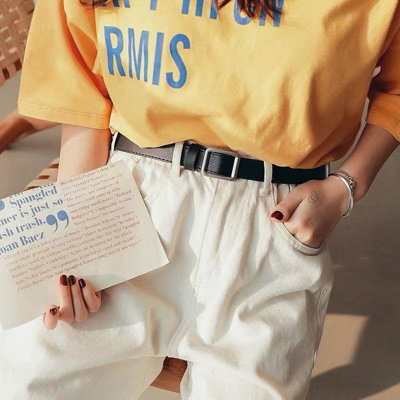 Stylish Womens No-hole Decorative Jeans Belt In Black Versatile Fashion Accessory