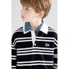 Mucmukn Kids' Retro Faux Two-Piece Striped Polo Shirt