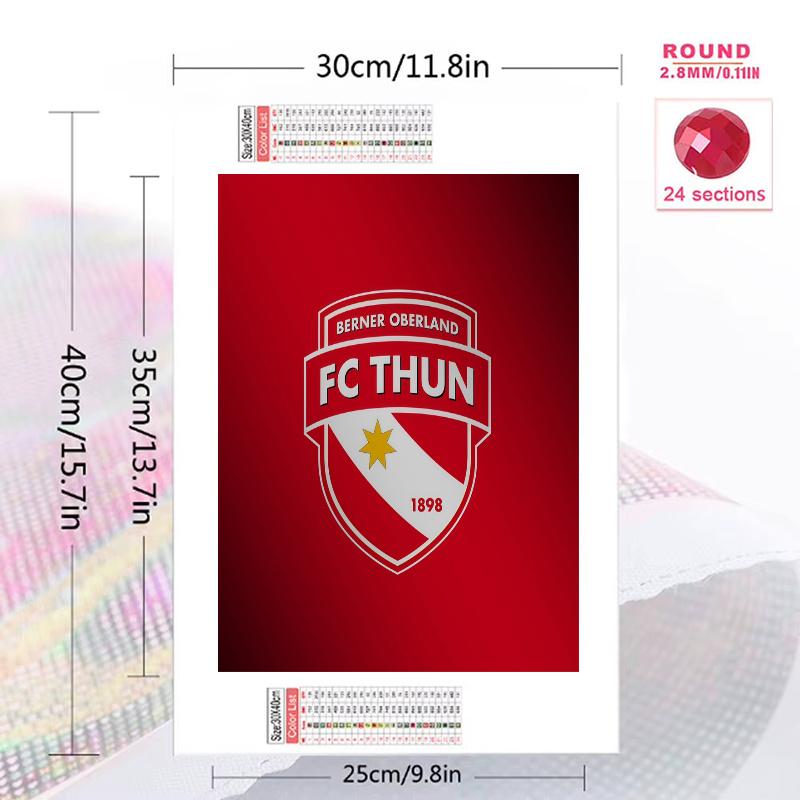 Fc Thun Logo 100% Round Full Drill 5D DIY Diamond Painting Embroidery Cross Stitch Rhinestone Decor