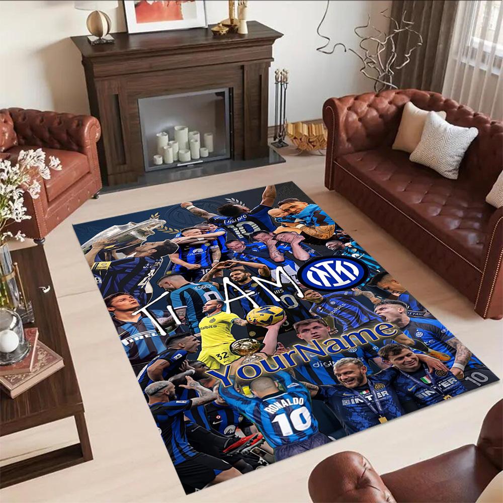 Inter Milan Personalized Text Area Rug Perfect for Dining Room Entryway Bedrooms Hallway Antislip Carpet Decorate Offices