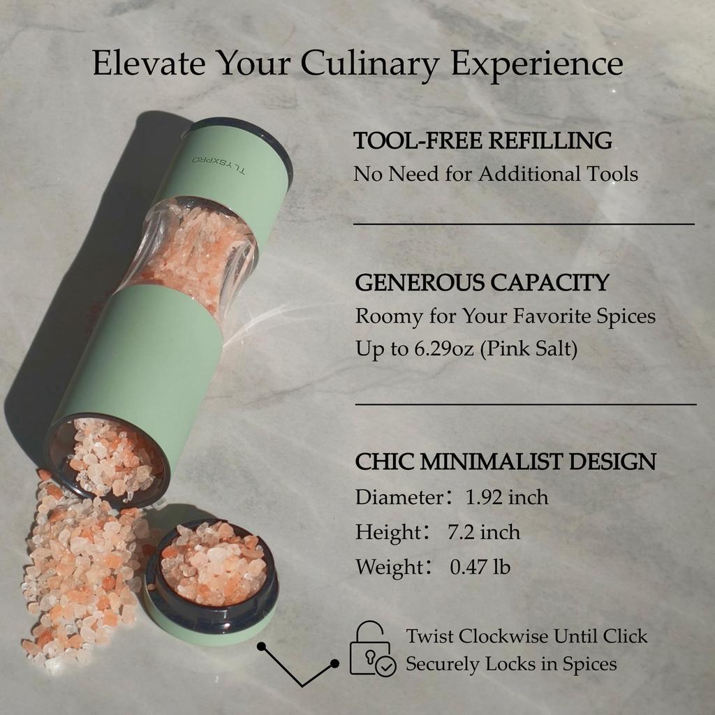 Salt and Pepper Mill Set | Adjustable Coarseness Manual Pepper Mill | Refillable Design | Ceramic Core | Kitchen Essentials (Set of 2, Greige)