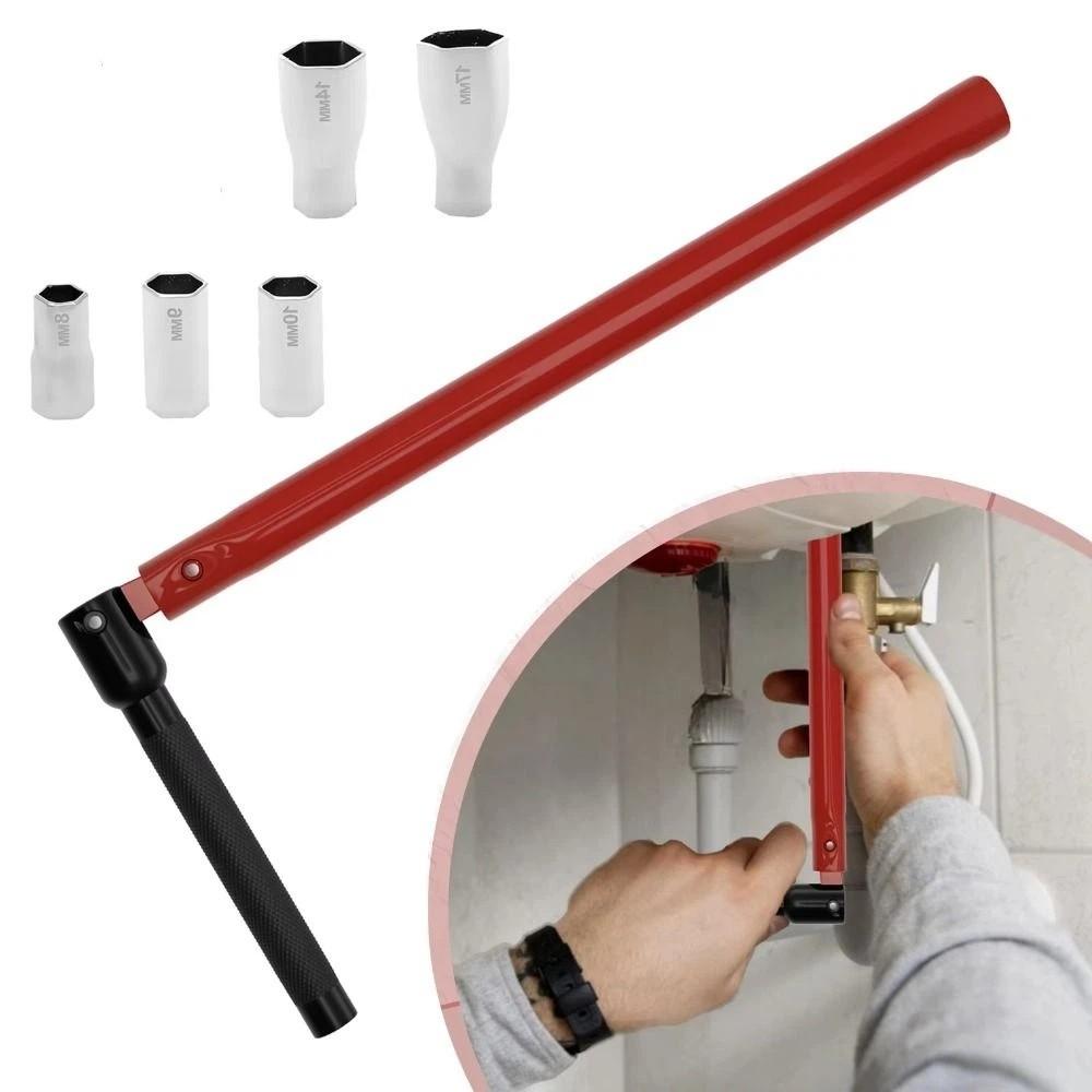 Duschventil-Schlüssel mit Stangengriff Adapter-Set Arbeitssparender Wasserhahn-Schlüssel Professionelle Qualität Langlebig Gehärtet Klempner-Steckschlüssel