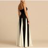 Fashion Contrasting Color Spaghetti Strap Dress for Women Elegant Gauze Backless A-line Long Dresses New Lady Party Evening Dresses