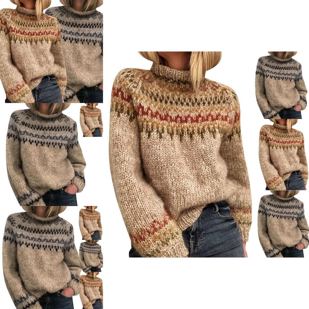 Cozy Women's Knitted Pullover Overwear Featuring Fashionable Stripe Pattern For Winter