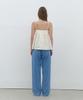 CLUNY Summer Strap Shirring Peplum Blouse - Cream Butter