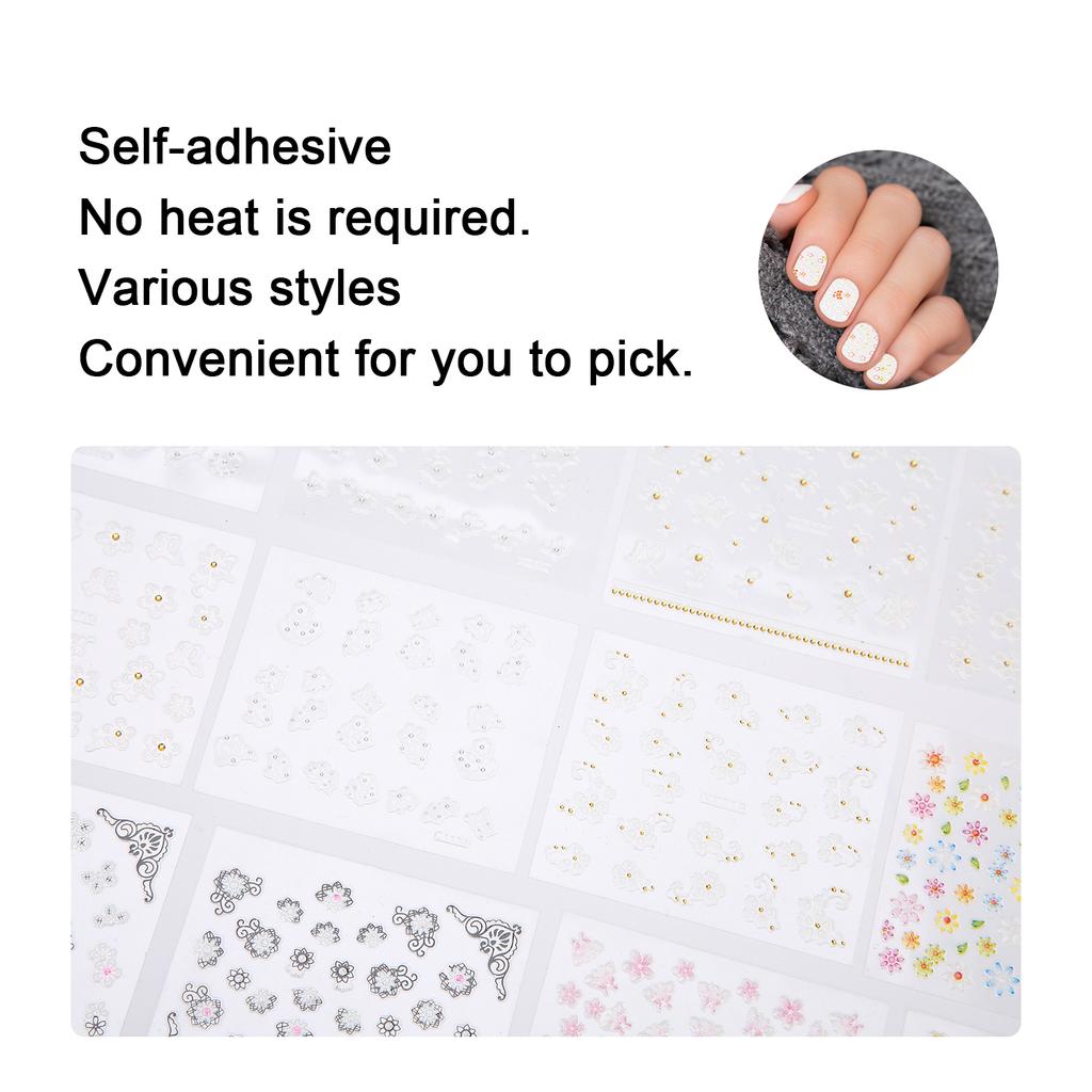 50 Sheets Nail Art Stickers Self Adhesive Flower Luxury Decorations DIY Stylish Nail Decals