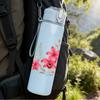 1PC Pink Wild Flower Bouquet Print 750ml Color Plastic Sports Water Bottle Leakproof Flip Straw Lid Suitable for Sports Office Home Use